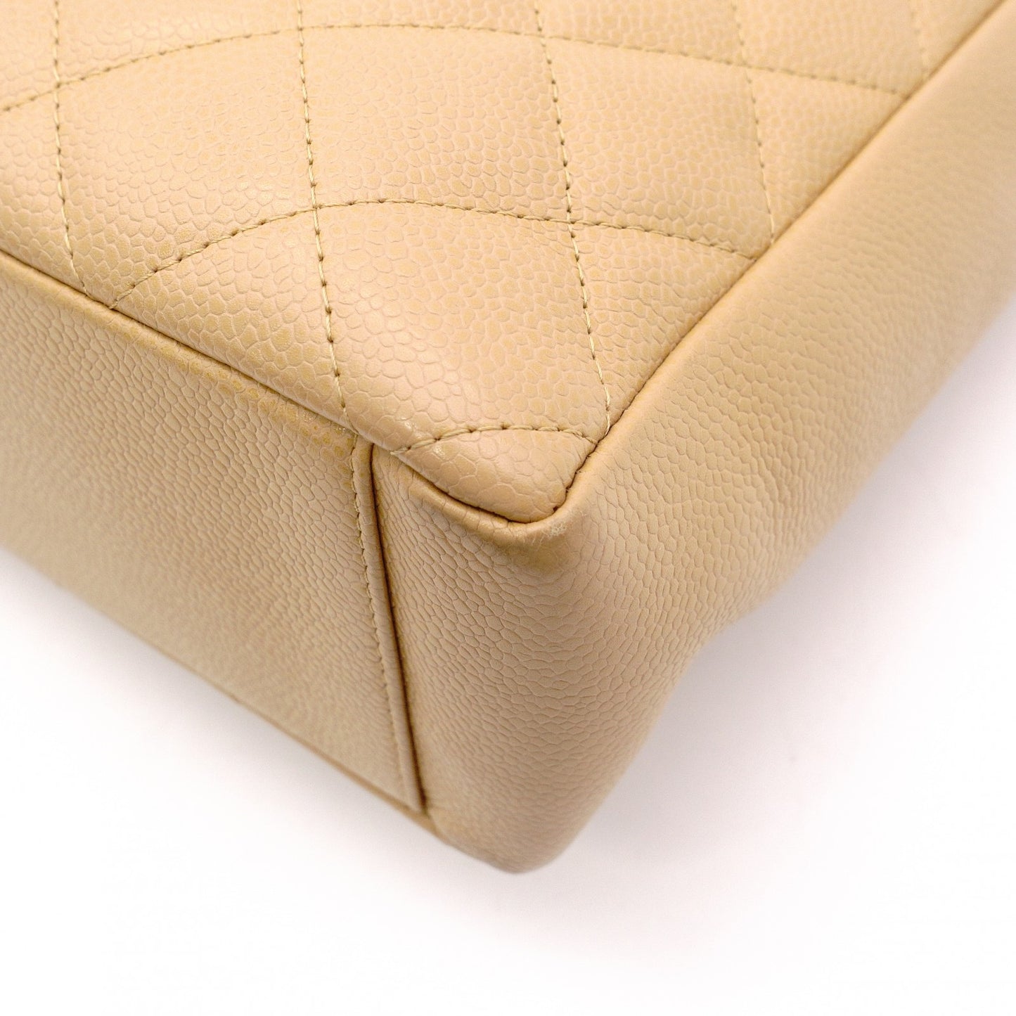 CHANEL PST Matelassé Shoulder Bag, Leather, Beige, Gold Hardware