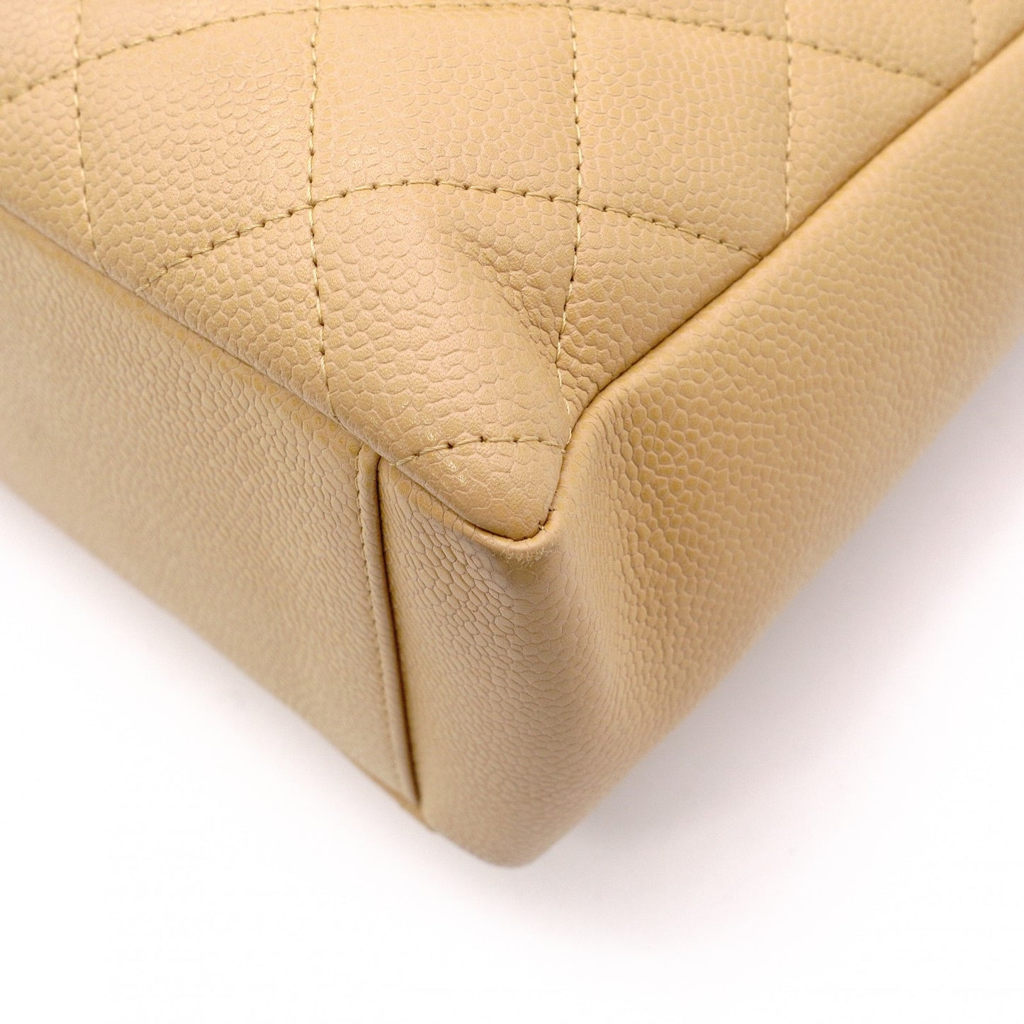 CHANEL PST Matelassé Shoulder Bag, Leather, Beige, Gold Hardware