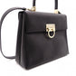 Salvatore Ferragamo Gancini Handbag, Leather, Black, 2-Way, Gold Hardware