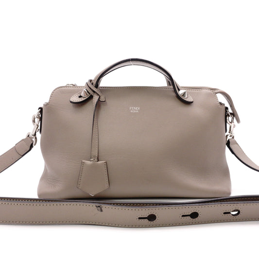 FENDI By the Way Handbag, Leather, Beige, Women's, 2-Way, Silver Hardware, Crossbody