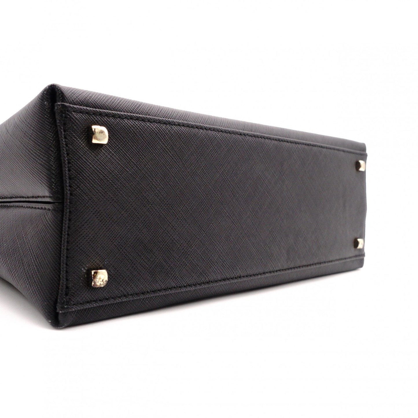 Salvatore Ferragamo Gancini Handbag, Leather, Black, 2-Way, Gold Hardware