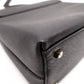Salvatore Ferragamo Gancini Handbag, Leather, Black, 2-Way, Gold Hardware