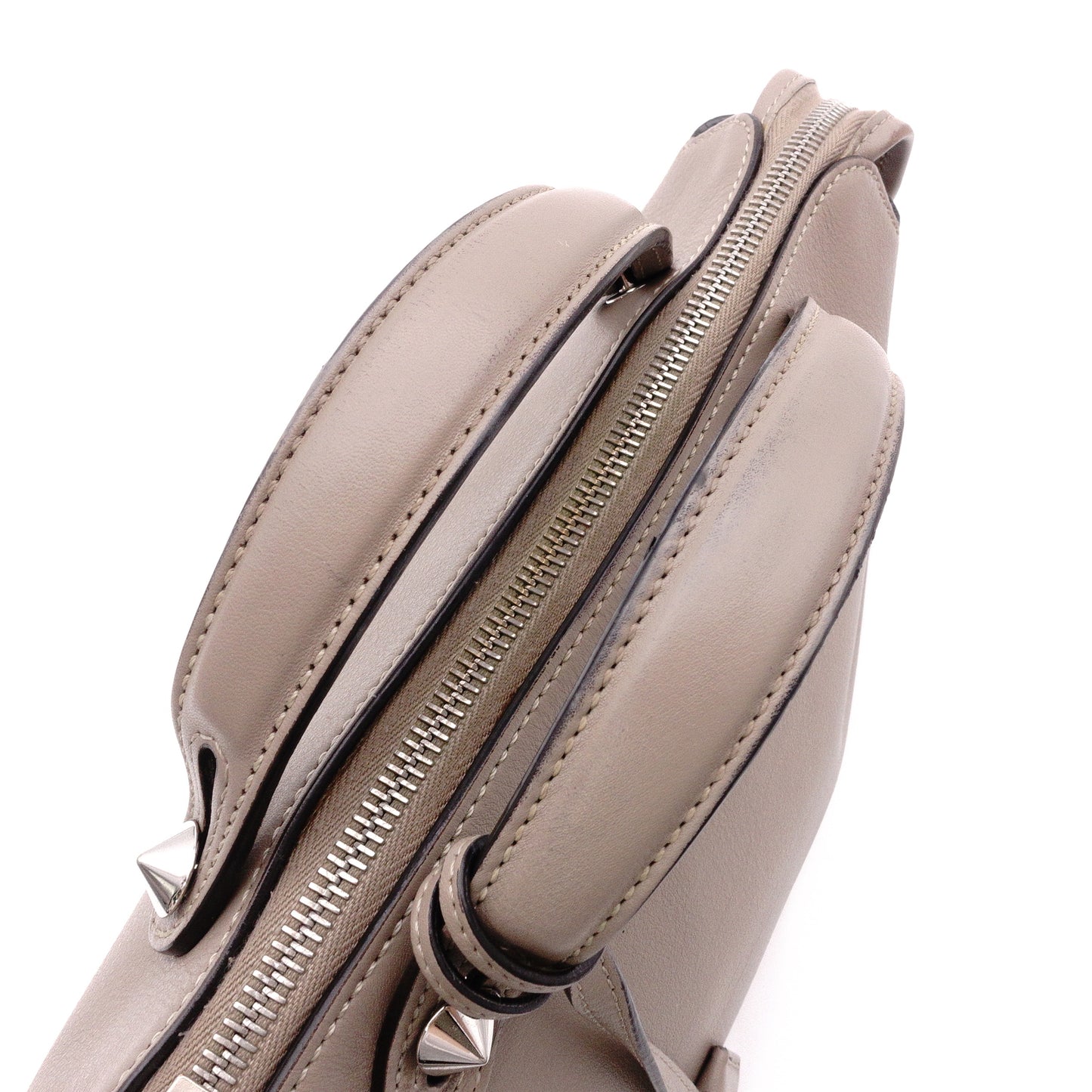 FENDI By the Way Handbag, Leather, Beige, Women's, 2-Way, Silver Hardware, Crossbody