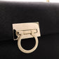Salvatore Ferragamo Gancini Handbag, Leather, Black, 2-Way, Gold Hardware