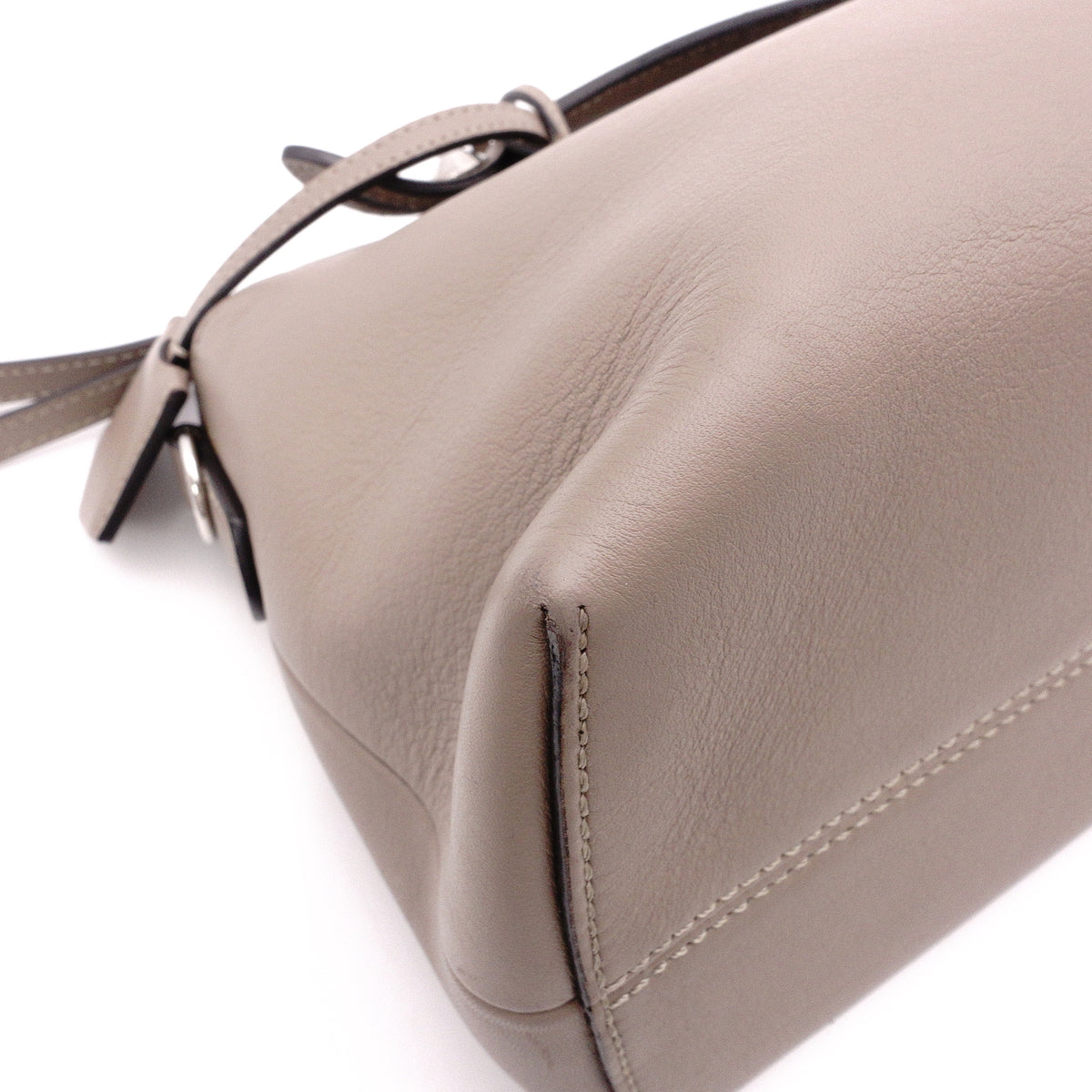 FENDI By the Way Handbag, Leather, Beige, Women's, 2-Way, Silver Hardware, Crossbody