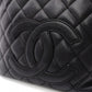 CHANEL PST Matelassé Shoulder Bag, Leather, Black with Silver Hardware