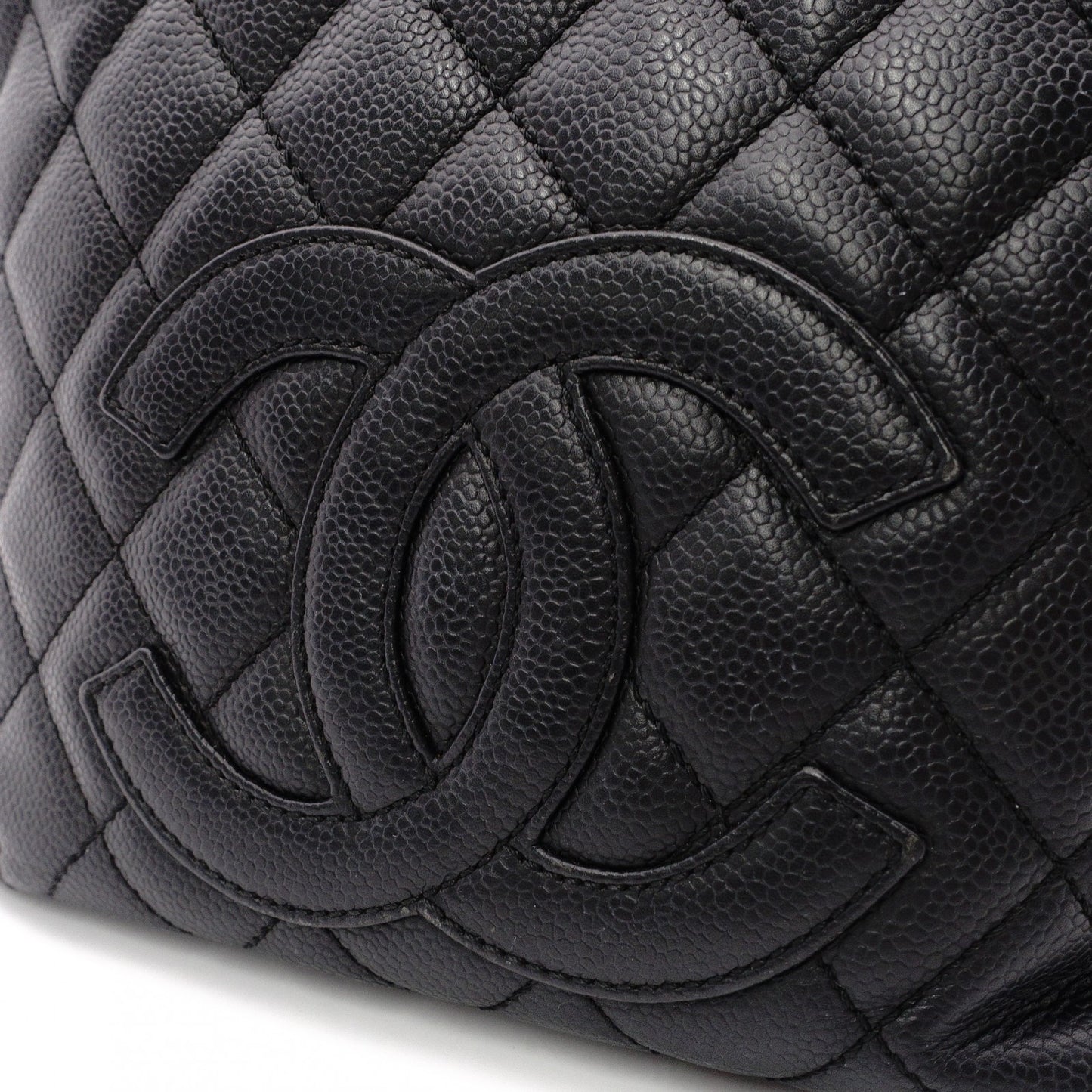 CHANEL PST Matelassé Shoulder Bag, Leather, Black with Silver Hardware