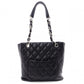 CHANEL PST Matelassé Shoulder Bag, Leather, Black with Silver Hardware