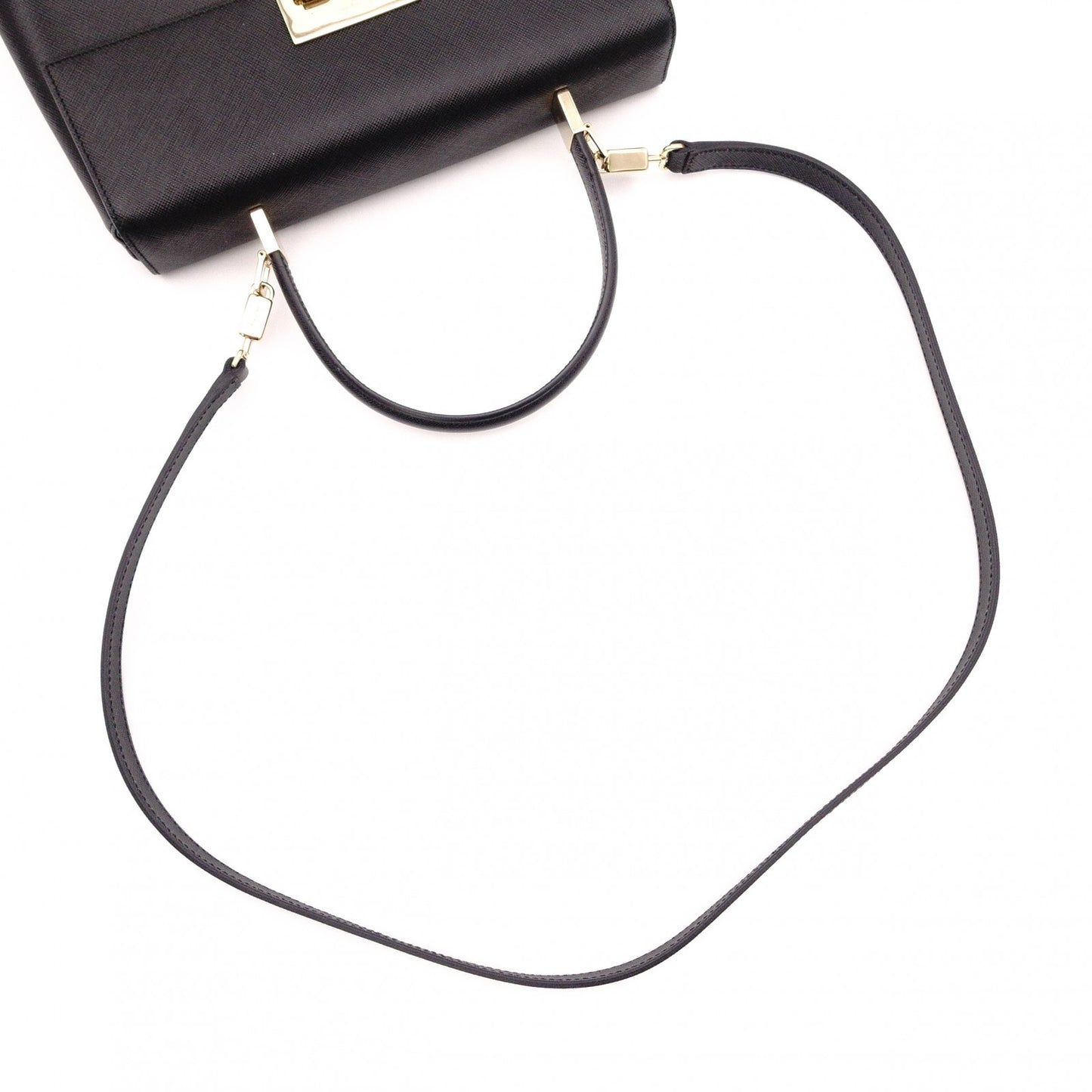 Salvatore Ferragamo Gancini Handbag, Leather, Black, 2-Way, Gold Hardware