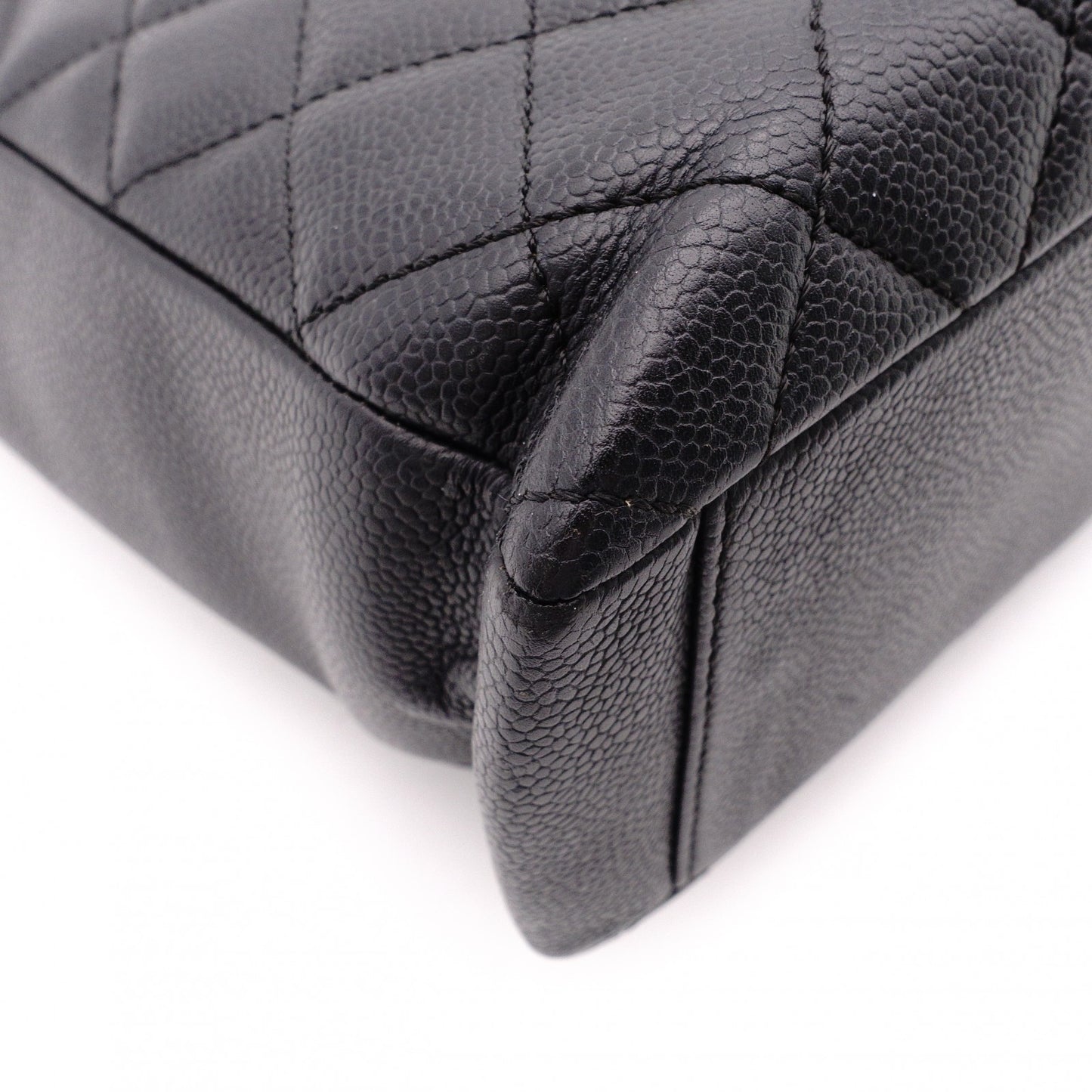 CHANEL PST Matelassé Shoulder Bag, Leather, Black with Silver Hardware