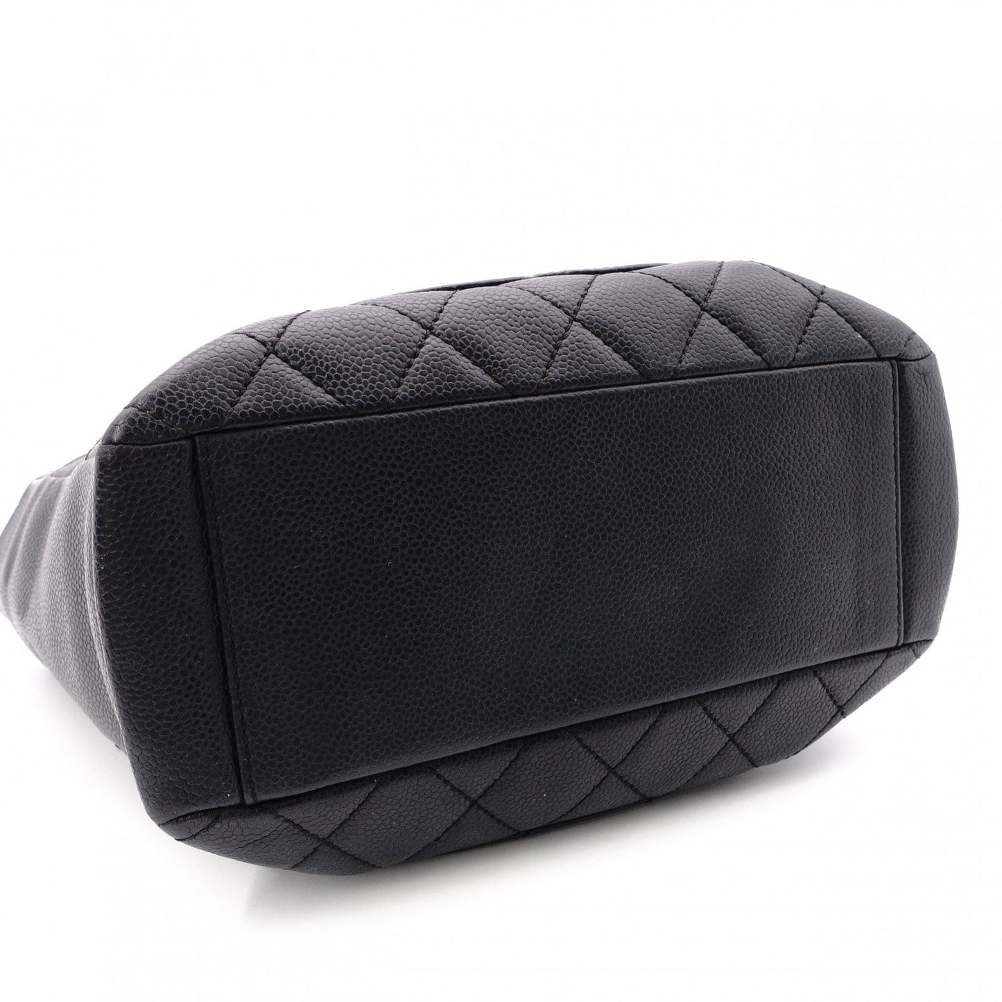CHANEL PST Matelassé Shoulder Bag, Leather, Black with Silver Hardware