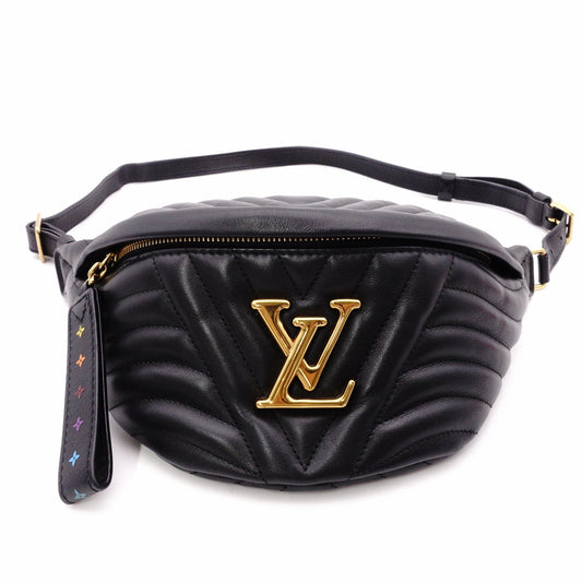 LOUIS VUITTON M53750 New Wave Bum Bag, Shoulder Bag, Leather, Black, LV Gold Hardware