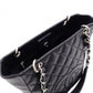 CHANEL PST Matelassé Shoulder Bag, Leather, Black with Silver Hardware