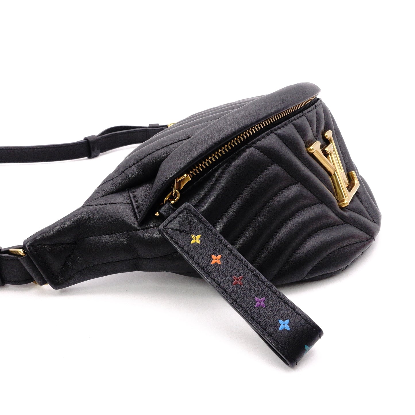 LOUIS VUITTON M53750 New Wave Bum Bag, Shoulder Bag, Leather, Black, LV Gold Hardware