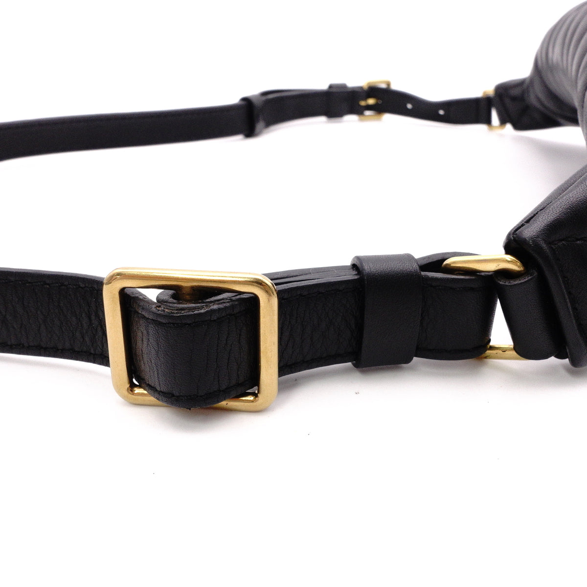 LOUIS VUITTON M53750 New Wave Bum Bag, Shoulder Bag, Leather, Black, LV Gold Hardware