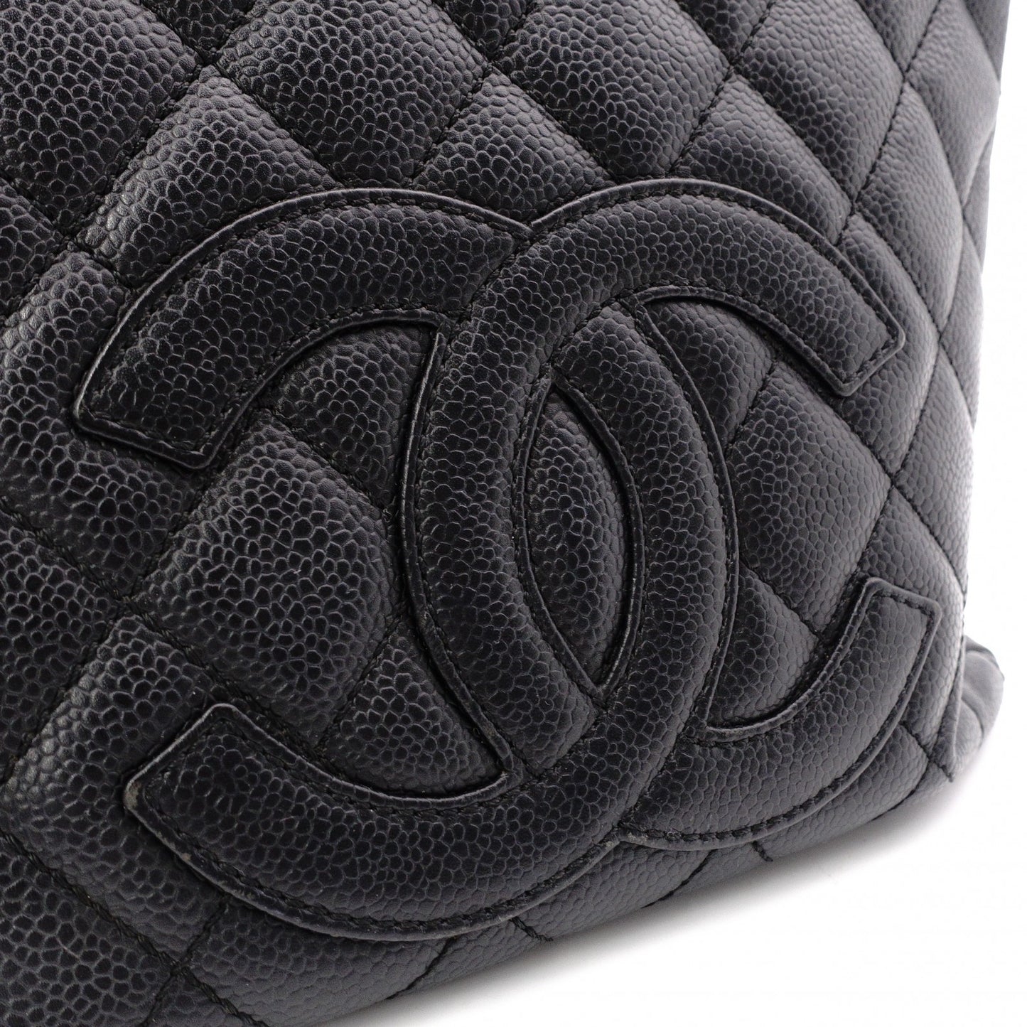 CHANEL PST Matelassé Shoulder Bag, Leather, Black with Silver Hardware