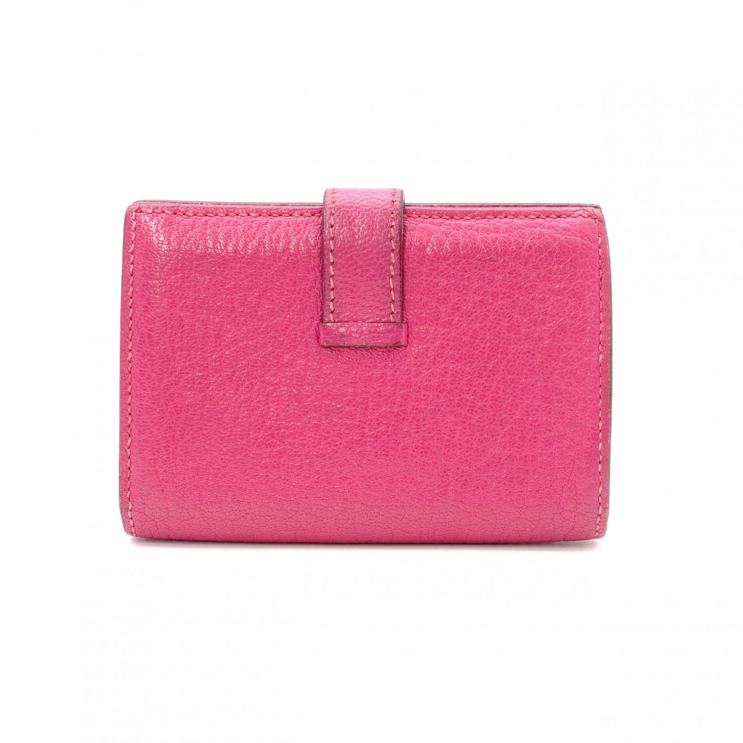 HERMES Birkin Mini Card Case, Leather, Pink, □L Stamped, Silver Hardware