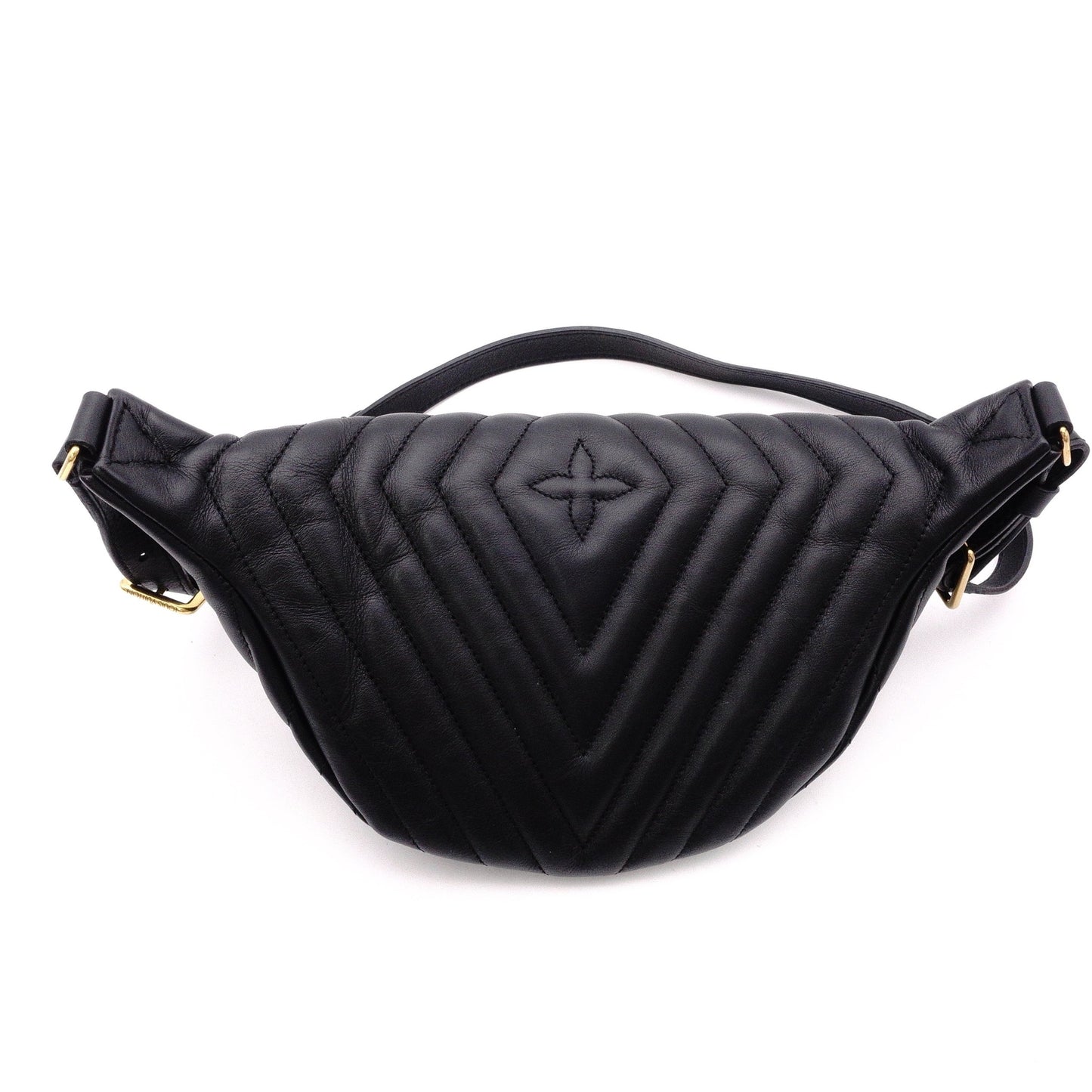 LOUIS VUITTON M53750 New Wave Bum Bag, Shoulder Bag, Leather, Black, LV Gold Hardware