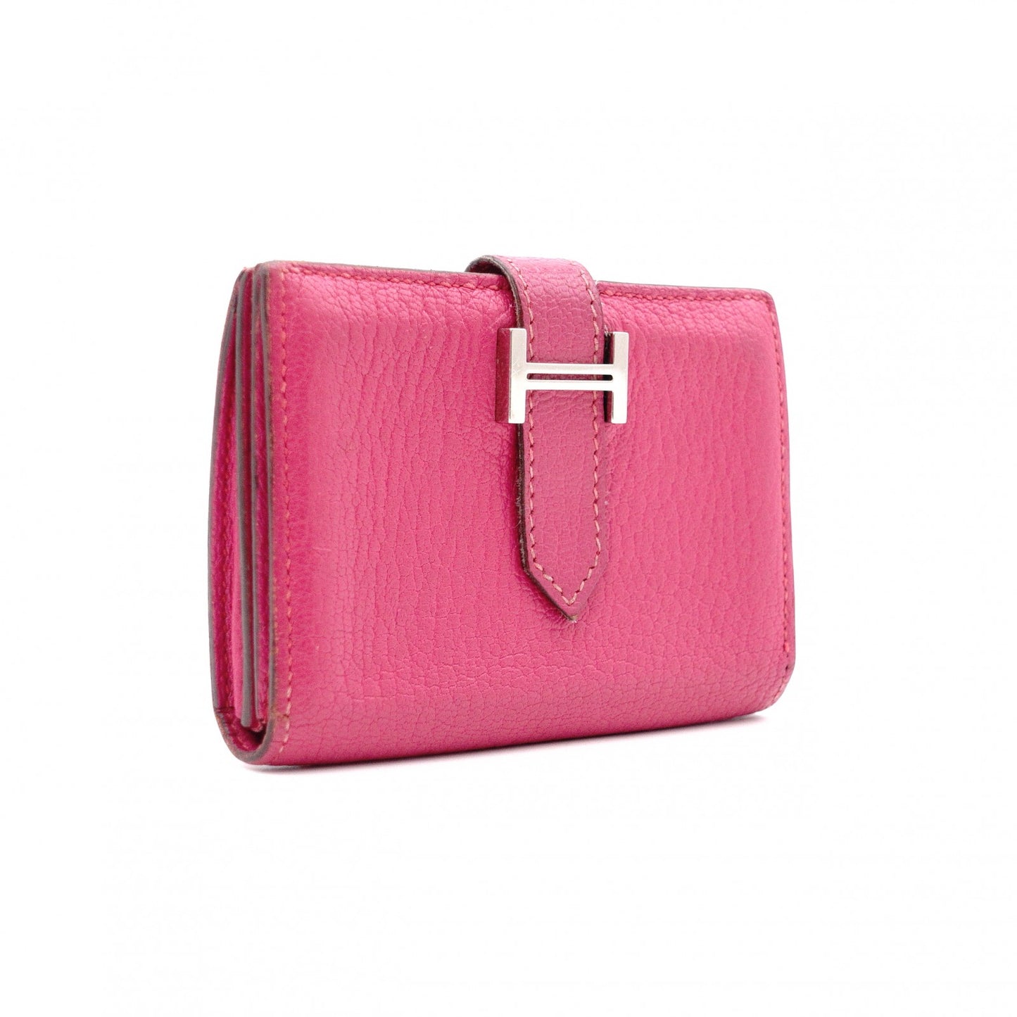 HERMES Birkin Mini Card Case, Leather, Pink, □L Stamped, Silver Hardware