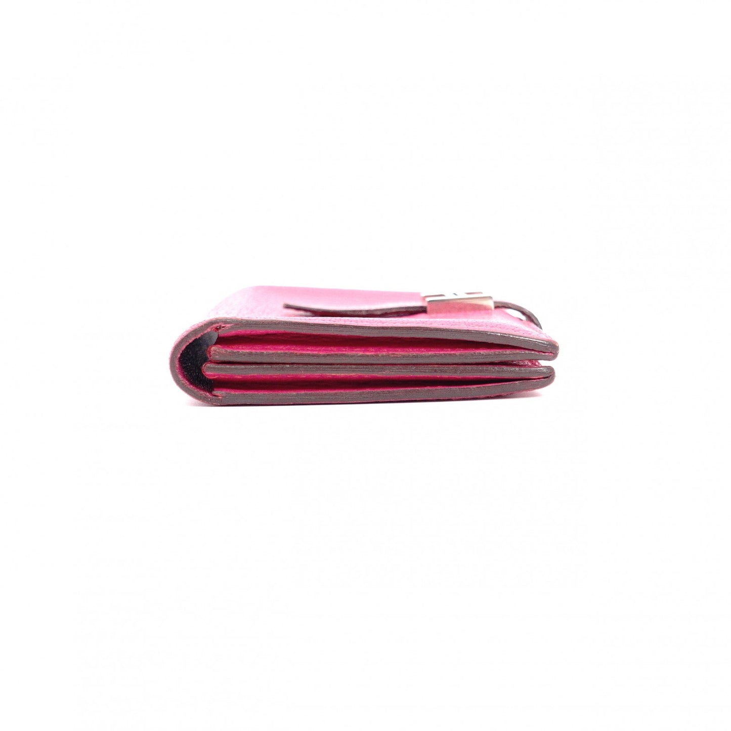 HERMES Birkin Mini Card Case, Leather, Pink, □L Stamped, Silver Hardware