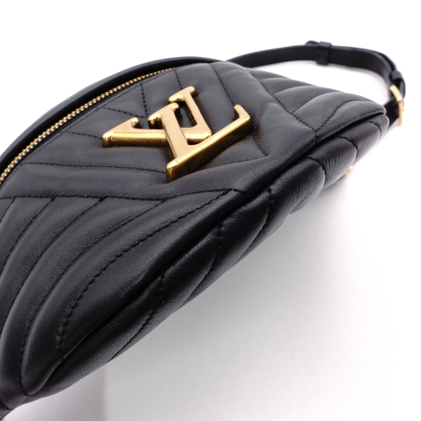 LOUIS VUITTON M53750 New Wave Bum Bag, Shoulder Bag, Leather, Black, LV Gold Hardware