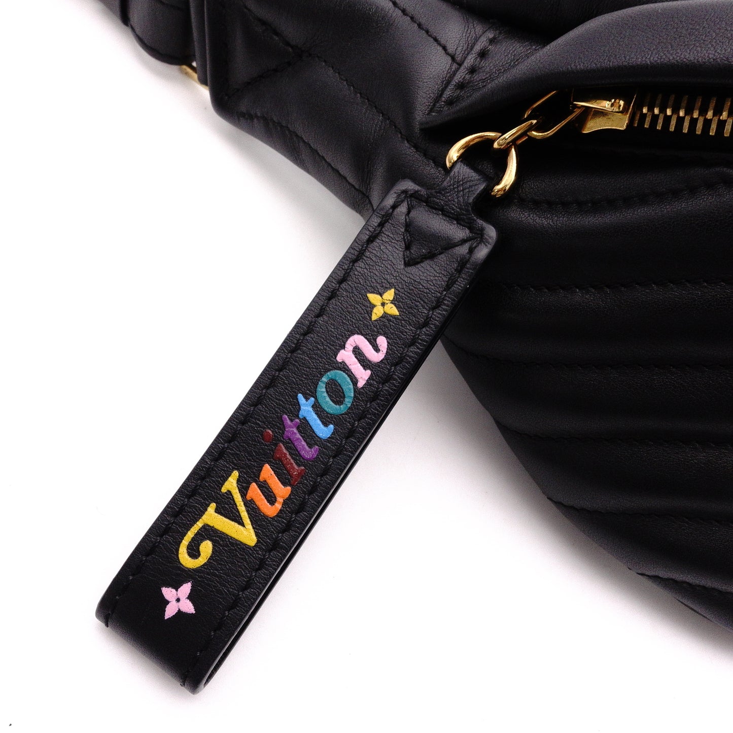 LOUIS VUITTON M53750 New Wave Bum Bag, Shoulder Bag, Leather, Black, LV Gold Hardware