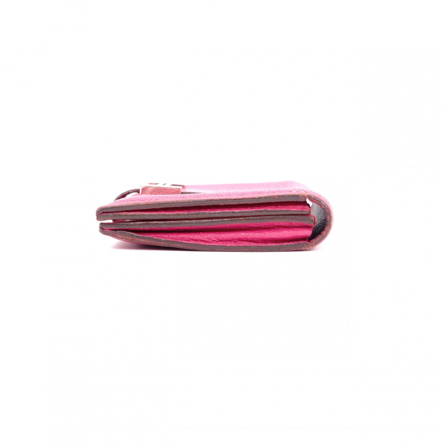 HERMES Birkin Mini Card Case, Leather, Pink, □L Stamped, Silver Hardware