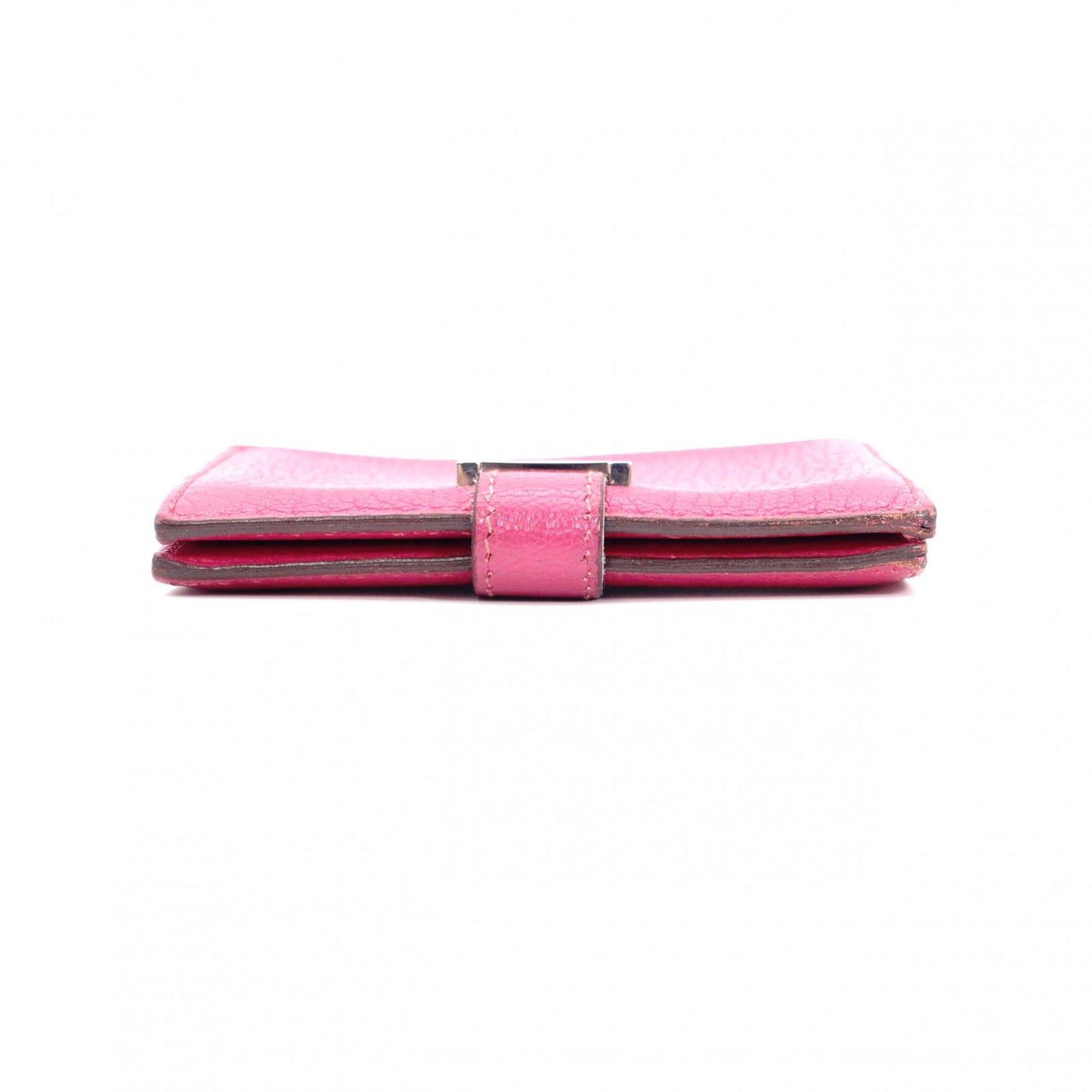 HERMES Birkin Mini Card Case, Leather, Pink, □L Stamped, Silver Hardware