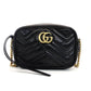 GUCCI Marmont Small Shoulder Bag Quilted Black GG Logo Crossbody Leather Black Gold Hardware 7-10-131