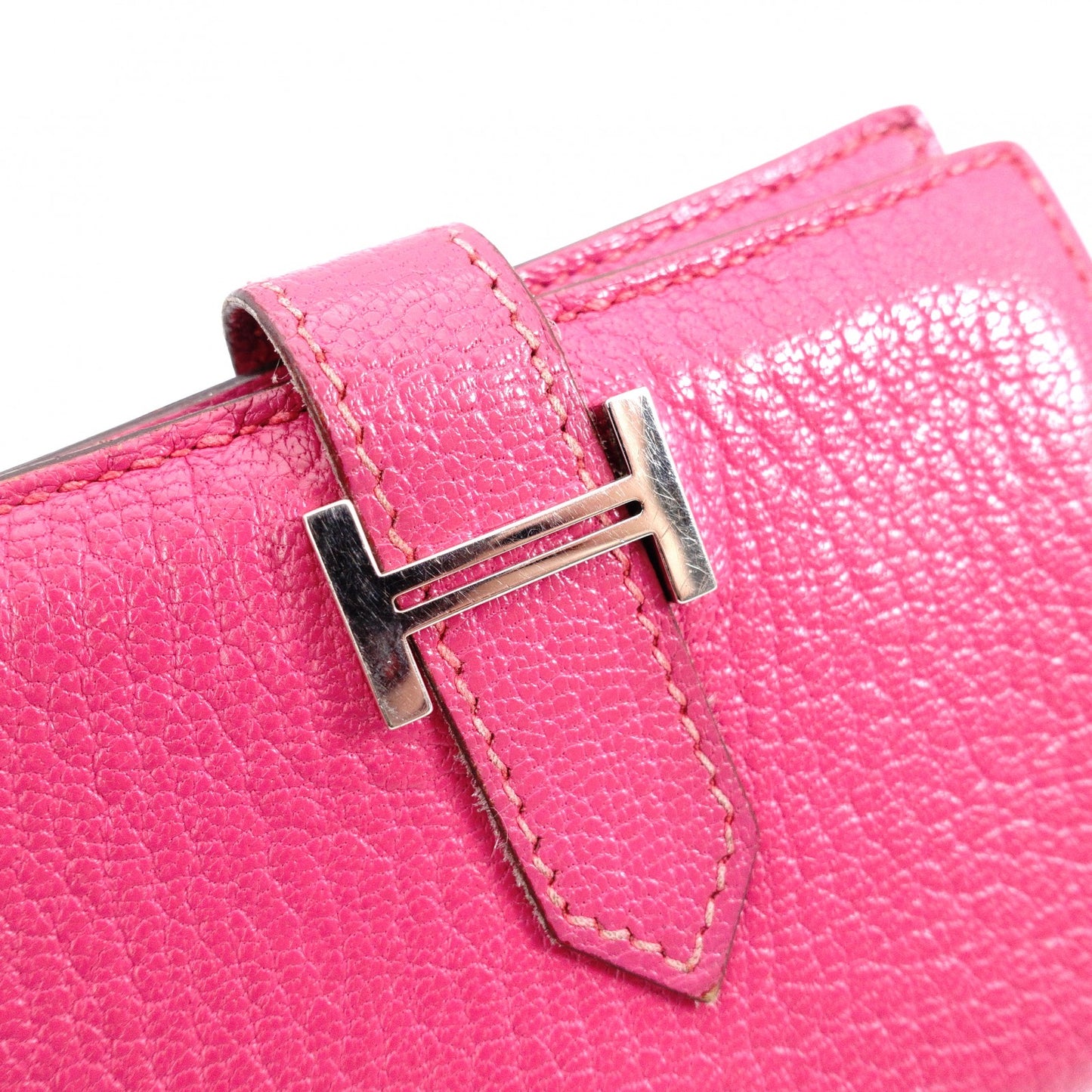 HERMES Birkin Mini Card Case, Leather, Pink, □L Stamped, Silver Hardware