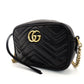 GUCCI Marmont Small Shoulder Bag Quilted Black GG Logo Crossbody Leather Black Gold Hardware 7-10-131