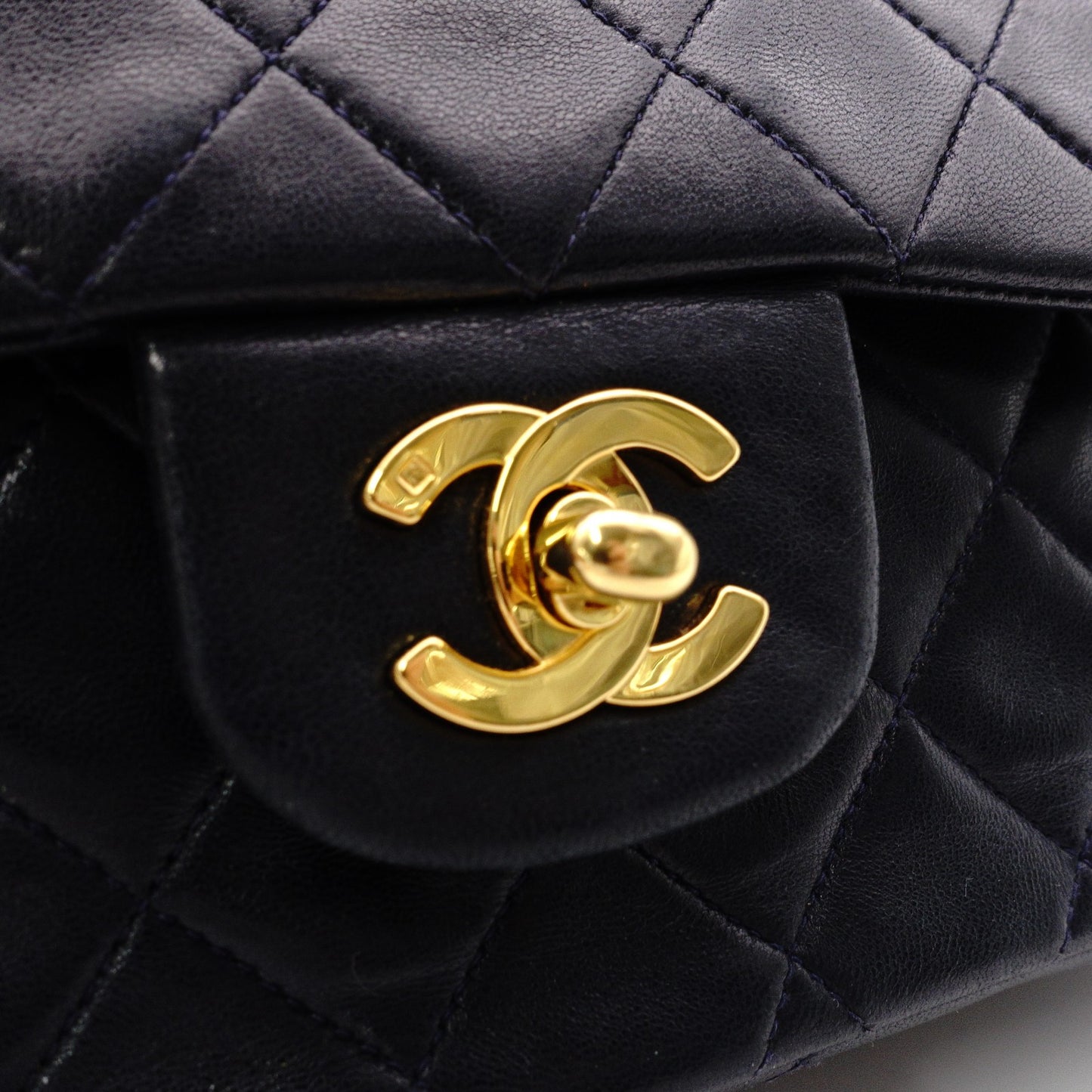 CHANEL Double Flap Matelassé Classic Shoulder Bag, Leather, Navy, Gold Hardware