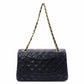 CHANEL Double Flap Matelassé Classic Shoulder Bag, Leather, Navy, Gold Hardware