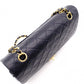 CHANEL Double Flap Matelassé Classic Shoulder Bag, Leather, Navy, Gold Hardware