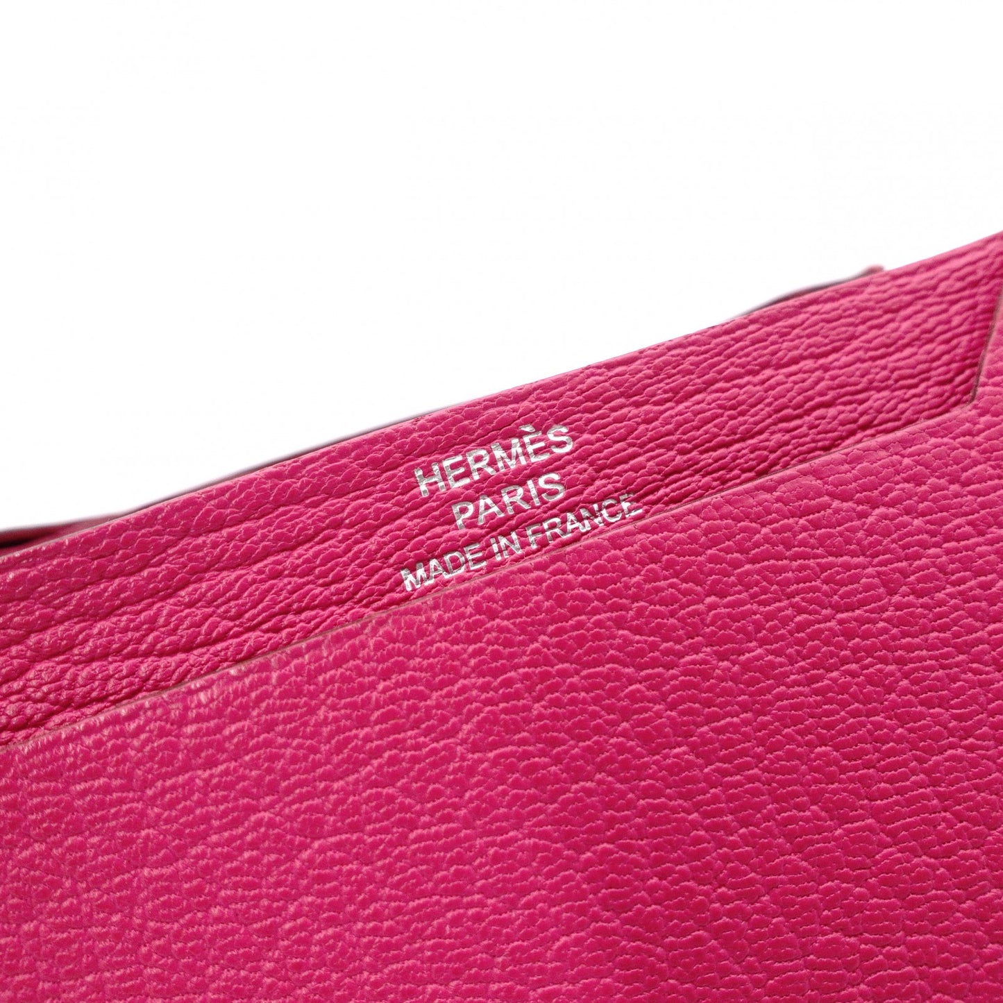 HERMES Birkin Mini Card Case, Leather, Pink, □L Stamped, Silver Hardware