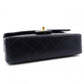CHANEL Double Flap Matelassé Classic Shoulder Bag, Leather, Navy, Gold Hardware