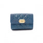CHANEL Lambskin Boy Chanel Tri-fold Wallet, Leather, Turquoise Blue, Wallet, Coin Purse