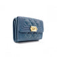 CHANEL Lambskin Boy Chanel Tri-fold Wallet, Leather, Turquoise Blue, Wallet, Coin Purse