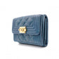 CHANEL Lambskin Boy Chanel Tri-fold Wallet, Leather, Turquoise Blue, Wallet, Coin Purse