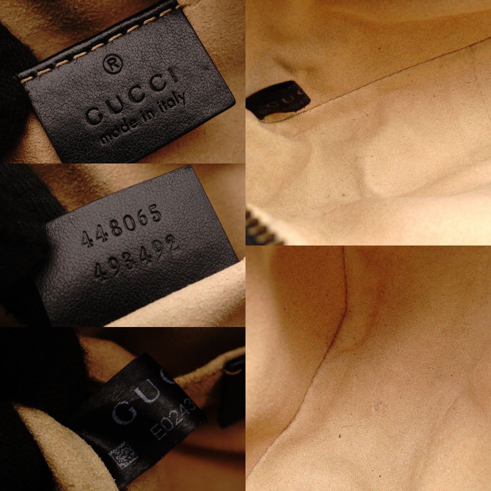 GUCCI Marmont Small Shoulder Bag Quilted Black GG Logo Crossbody Leather Black Gold Hardware 7-10-131