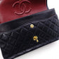CHANEL Double Flap Matelassé Classic Shoulder Bag, Leather, Navy, Gold Hardware