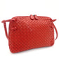 Bottega Veneta Intrecciato Shoulder Bag Red Leather Crossbody 7-9-394