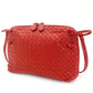 Bottega Veneta Intrecciato Shoulder Bag Red Leather Crossbody 7-9-394