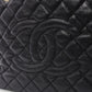 CHANEL GST Matelassé Caviar Leather Shoulder Bag, Black Leather with Silver Hardware