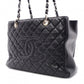 CHANEL GST Matelassé Caviar Leather Shoulder Bag, Black Leather with Silver Hardware