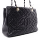 CHANEL GST Matelassé Caviar Leather Shoulder Bag, Black Leather with Silver Hardware