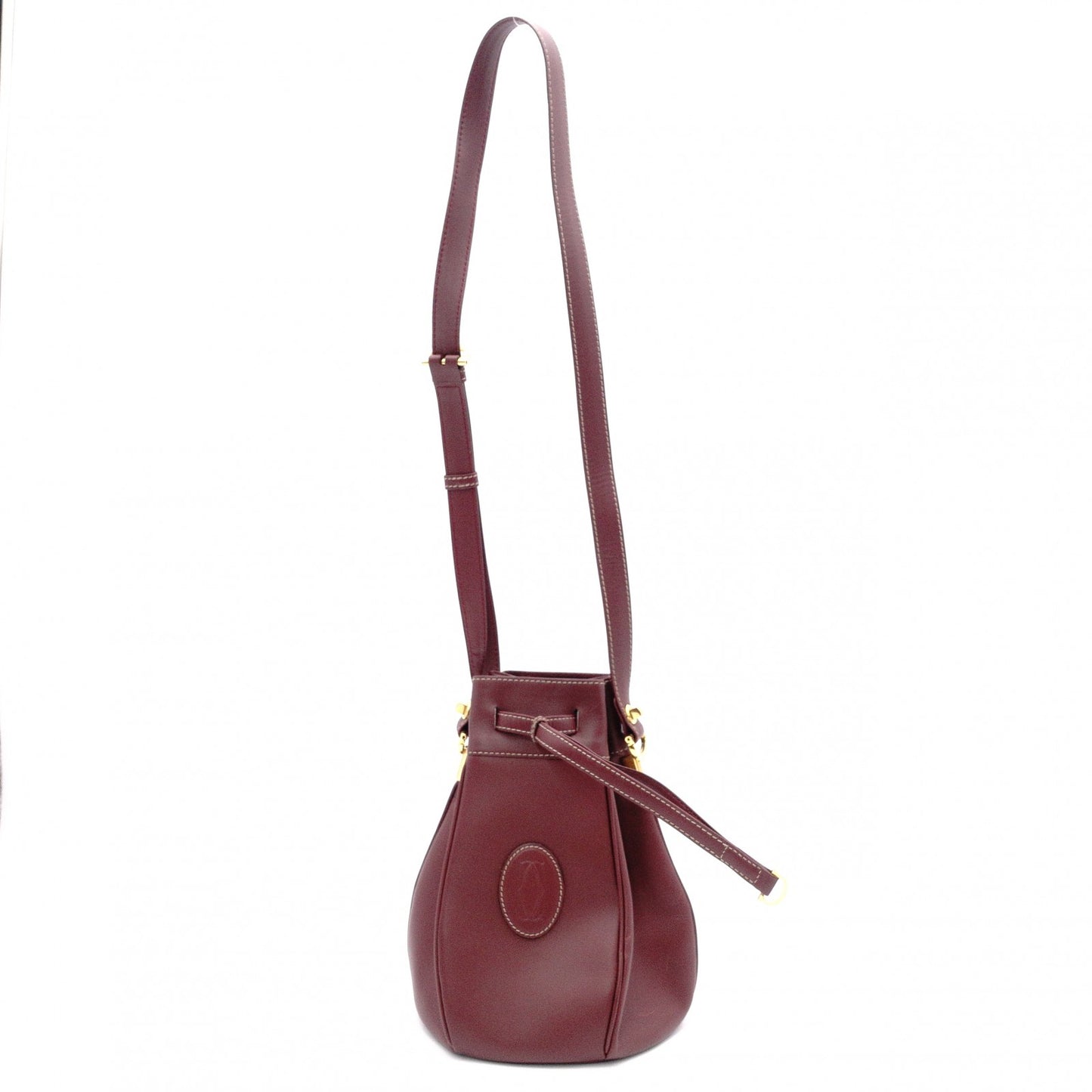 CARTIER Vintage Must Line Shoulder Bag, Leather, Red, Crossbody