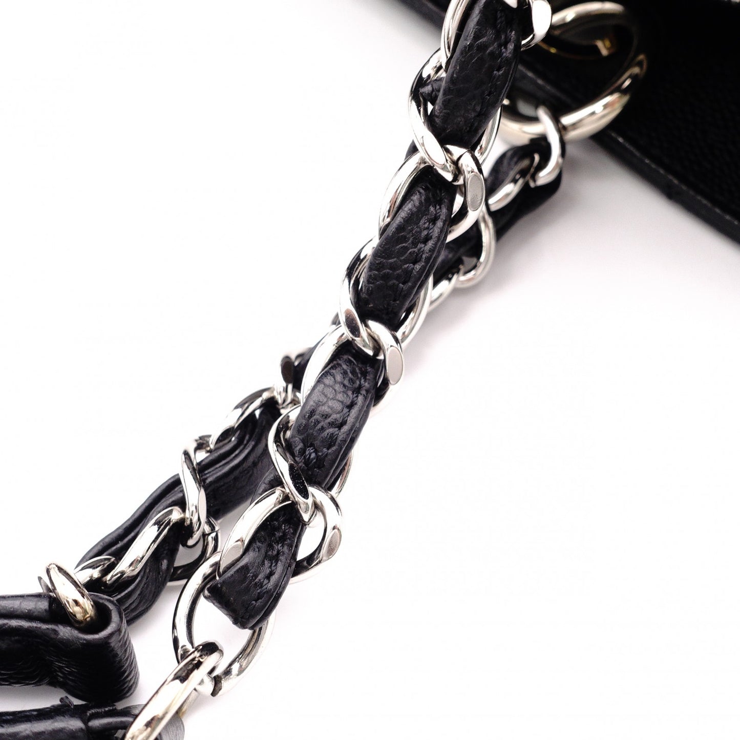 CHANEL GST Matelassé Caviar Leather Shoulder Bag, Black Leather with Silver Hardware