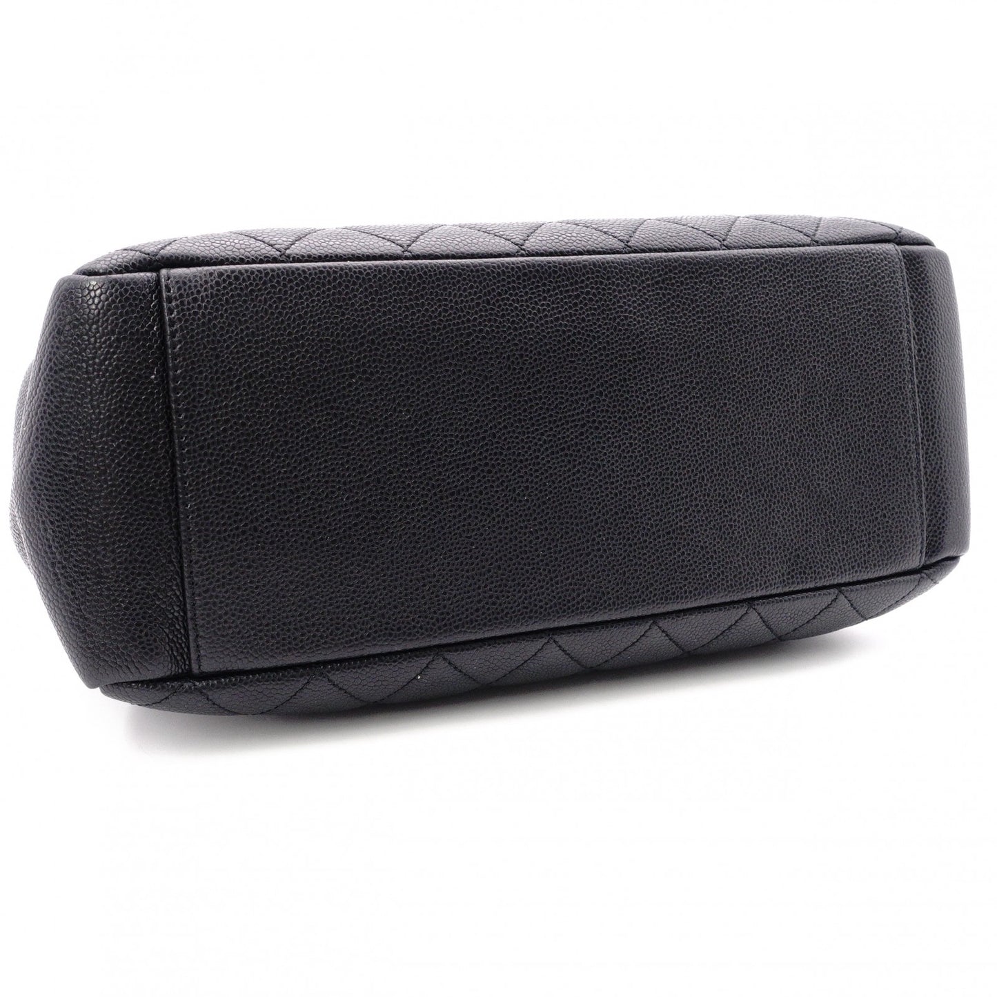 CHANEL GST Matelassé Caviar Leather Shoulder Bag, Black Leather with Silver Hardware