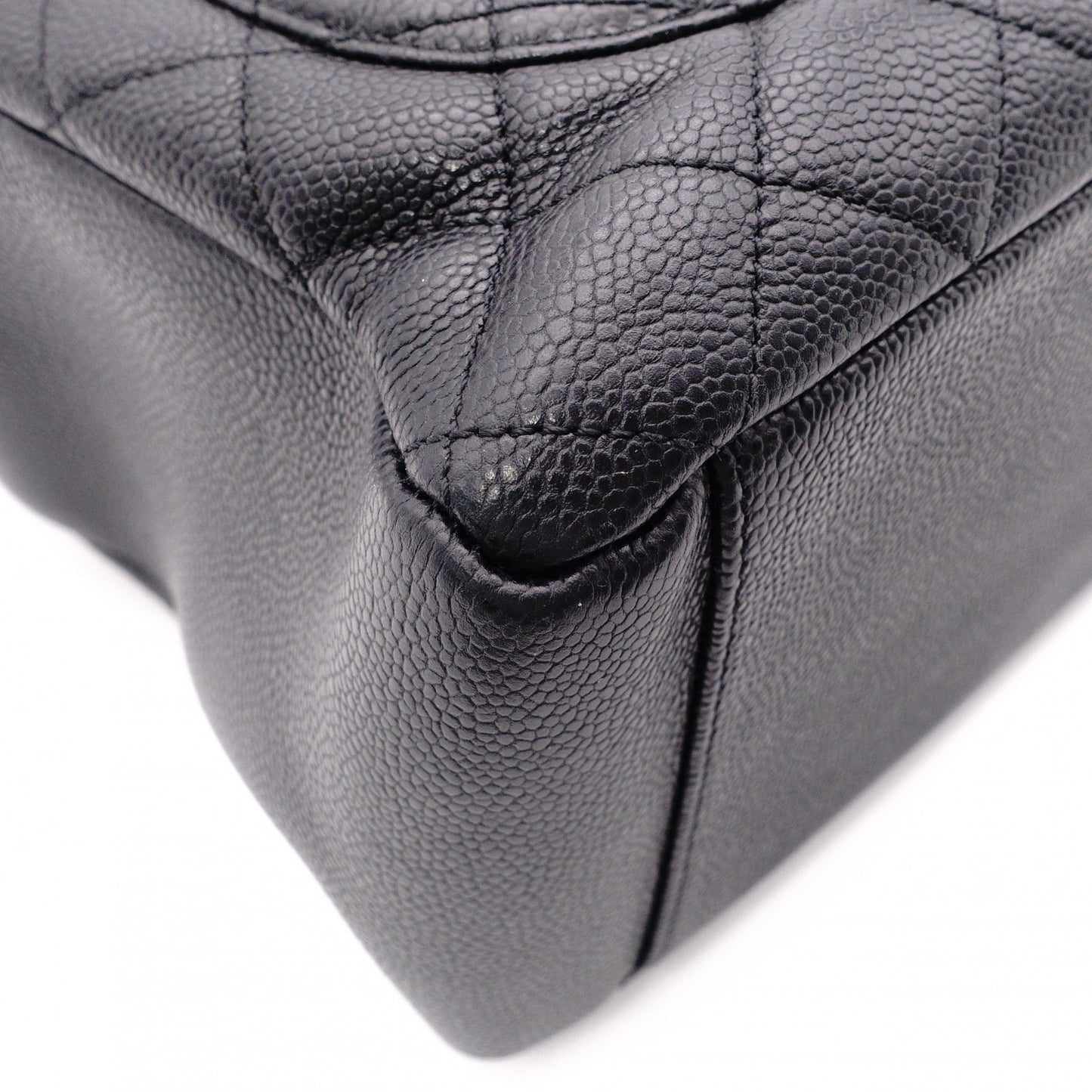 CHANEL GST Matelassé Caviar Leather Shoulder Bag, Black Leather with Silver Hardware